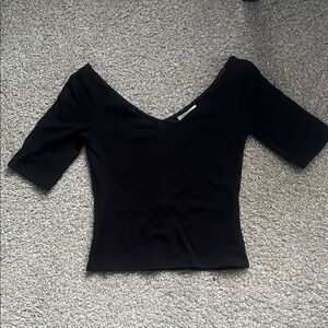 H&M Black V-Neck Short Sleeve Top